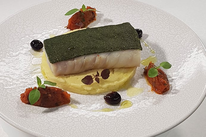 Culinary Arts: Basil-crusted cod with crushed potatoes and tomato concassé