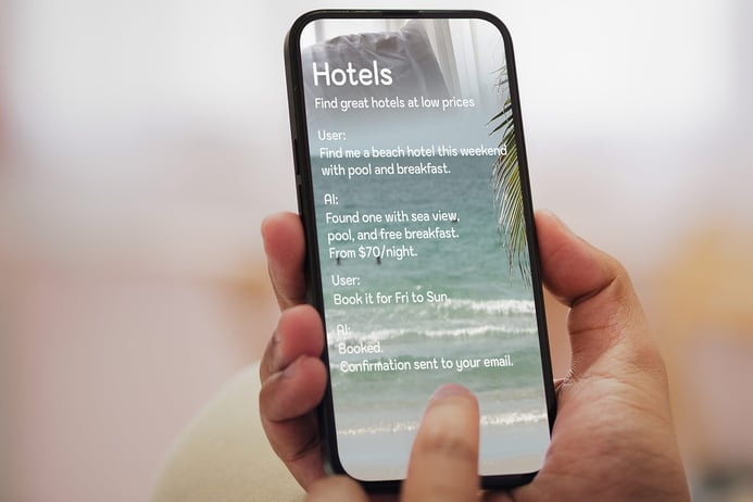 someone asks an AI to book a hotel