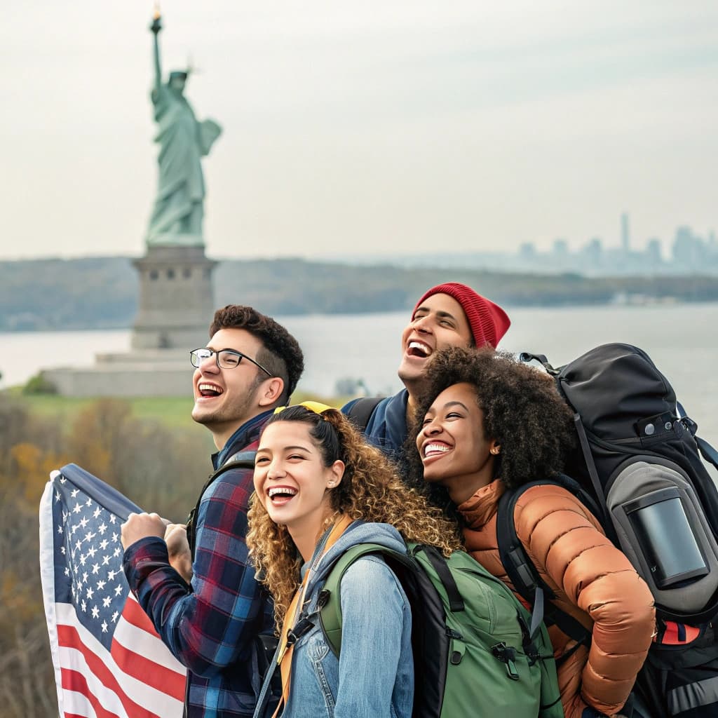 Foreign students site seeing in the US