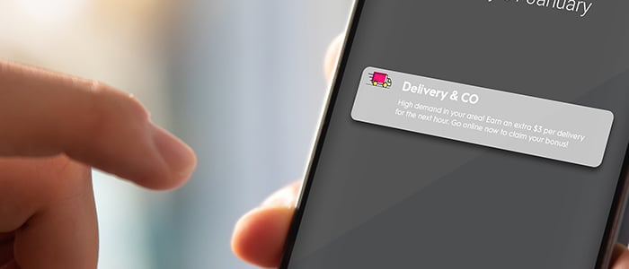 Delivery driver received a notification regarding a surge