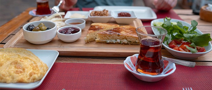 breakfast spread with locally-sourced ingredients
