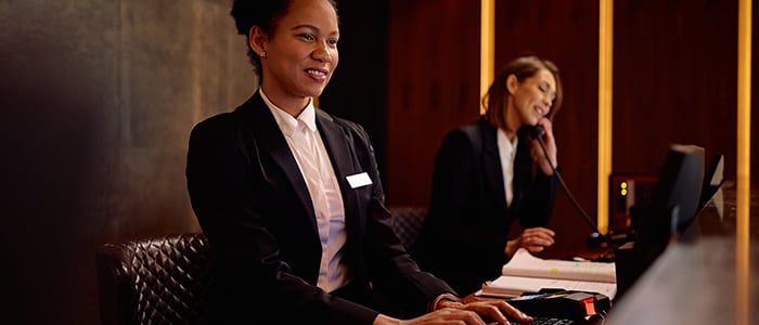 hotel staff using computer