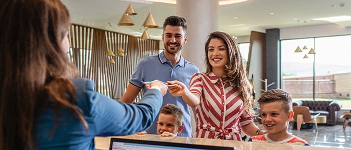 Family in a hotel