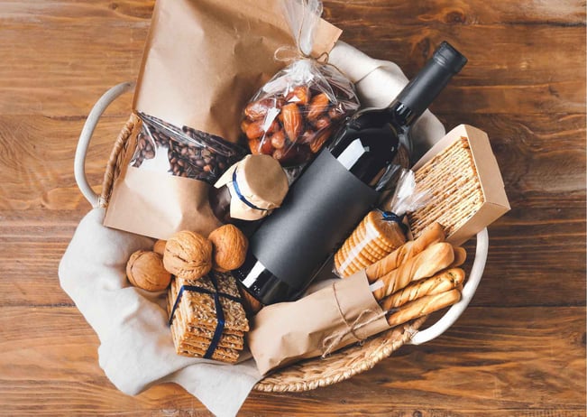 Basket filled with local and artisanal products 