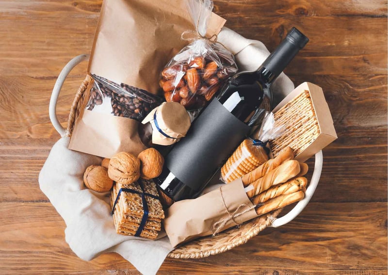 Basket filled with local and artisanal products 
