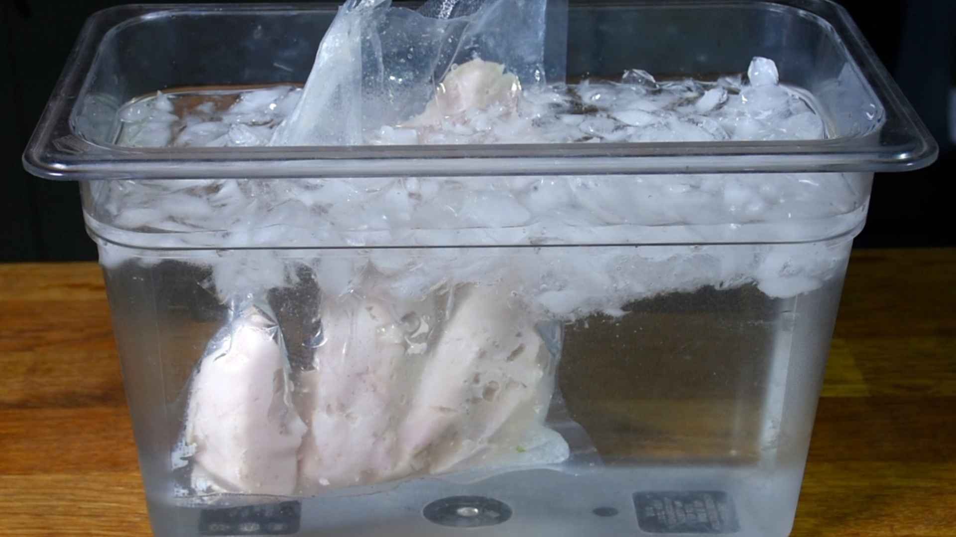 Sous vide ice bath cooling steps