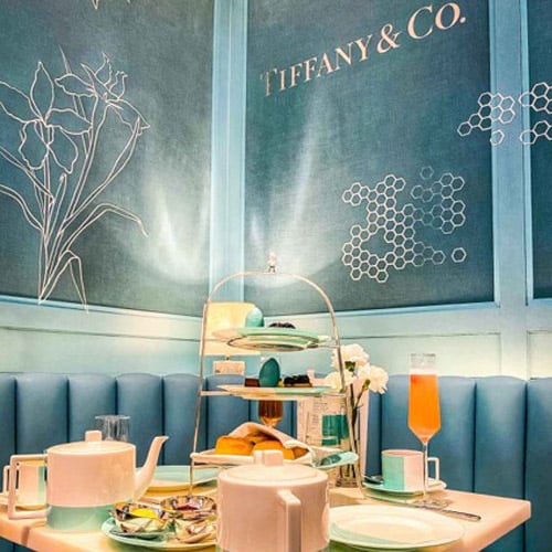 Breakfast table setting at Tiffany & Co.