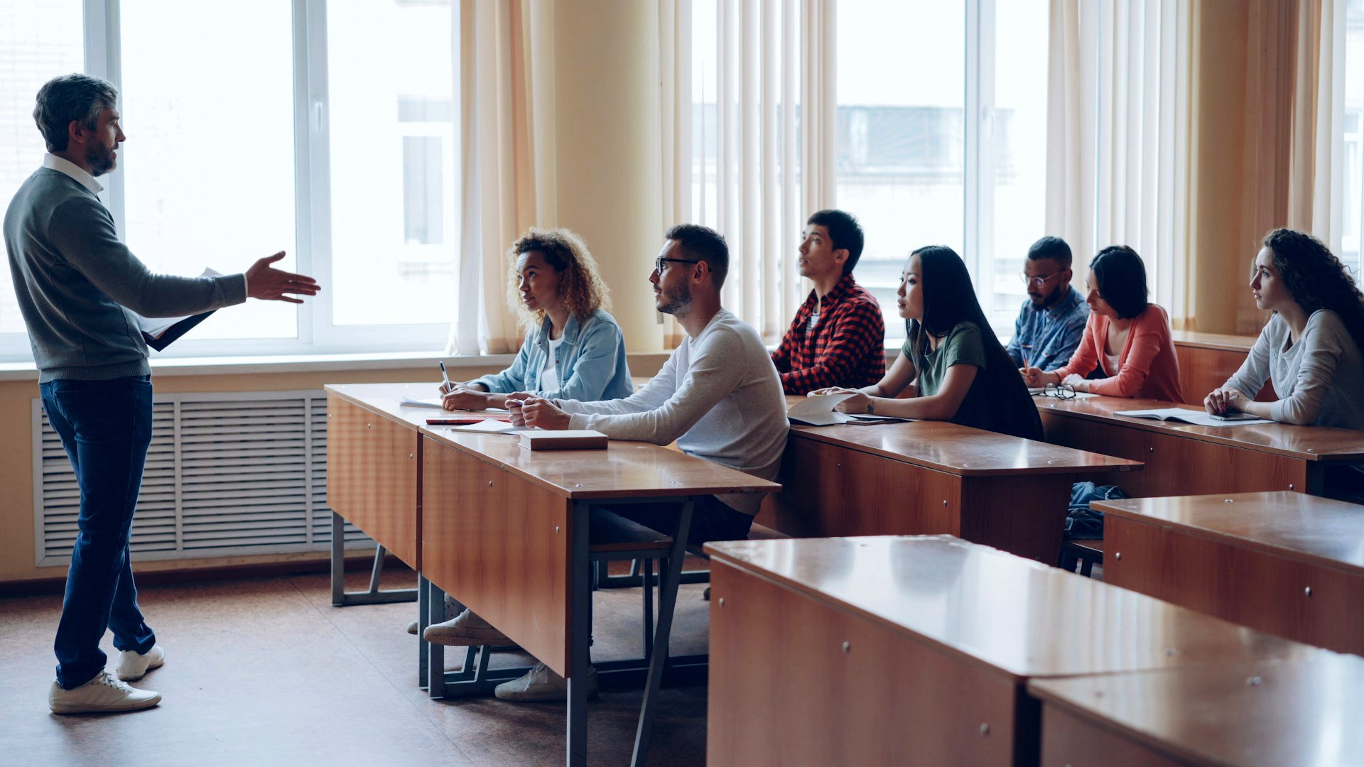 Adults attending a lecture