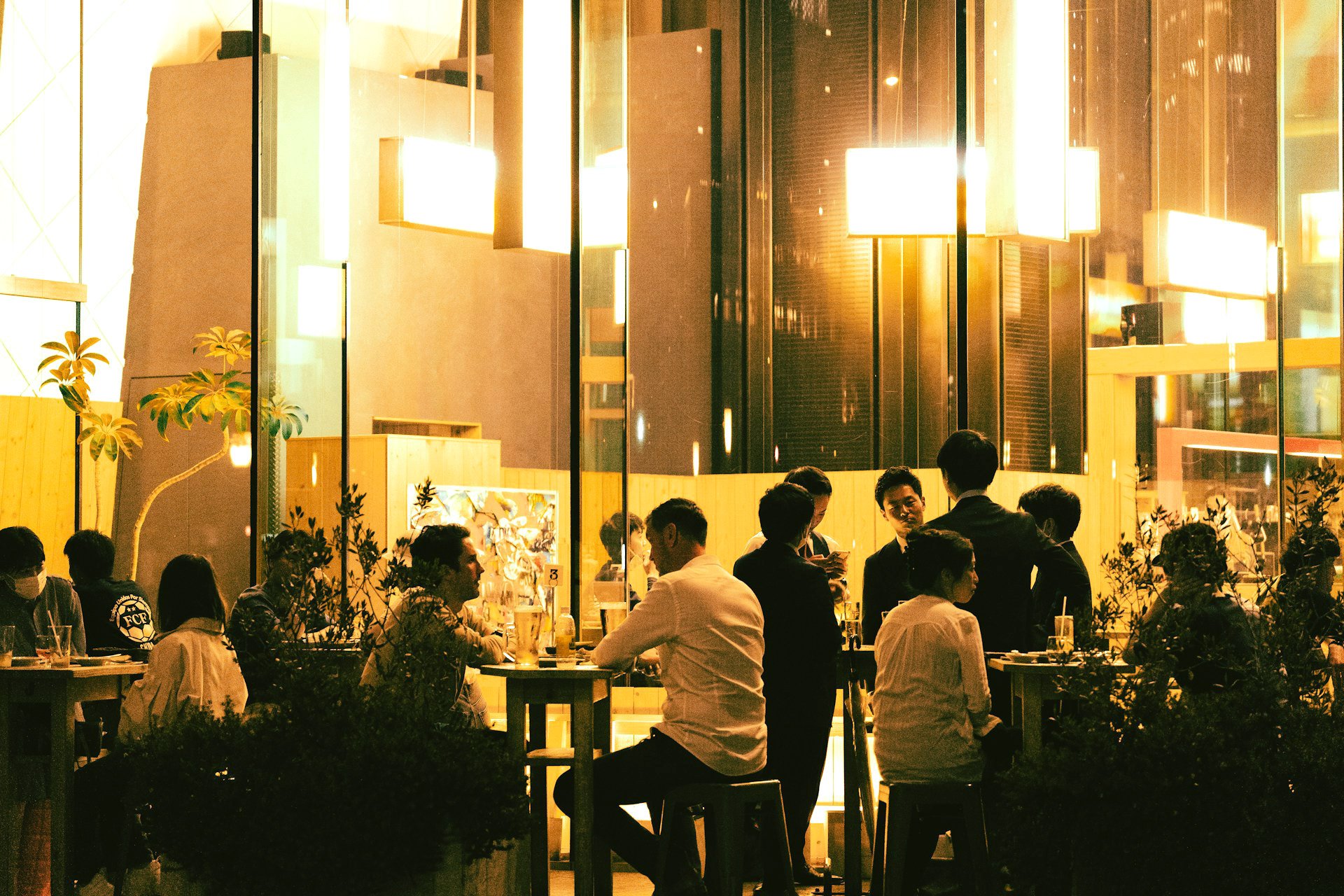 Guests enjoying dinner at a restaurant
