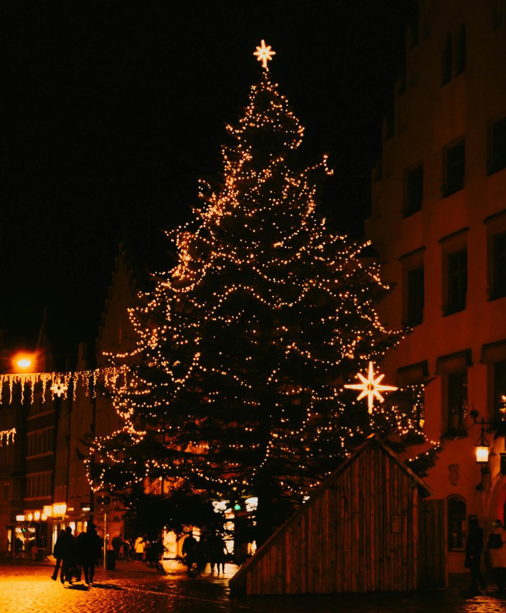 Christmas tree all lit up and pretty