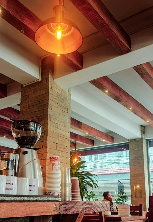Coffee machine in hotel lobby