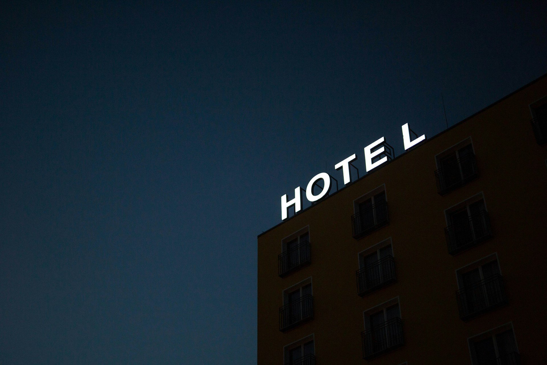 Lit up "hotel" sinage