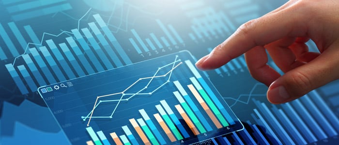 a business graph on a screen, highlighting performance metrics for hotel management