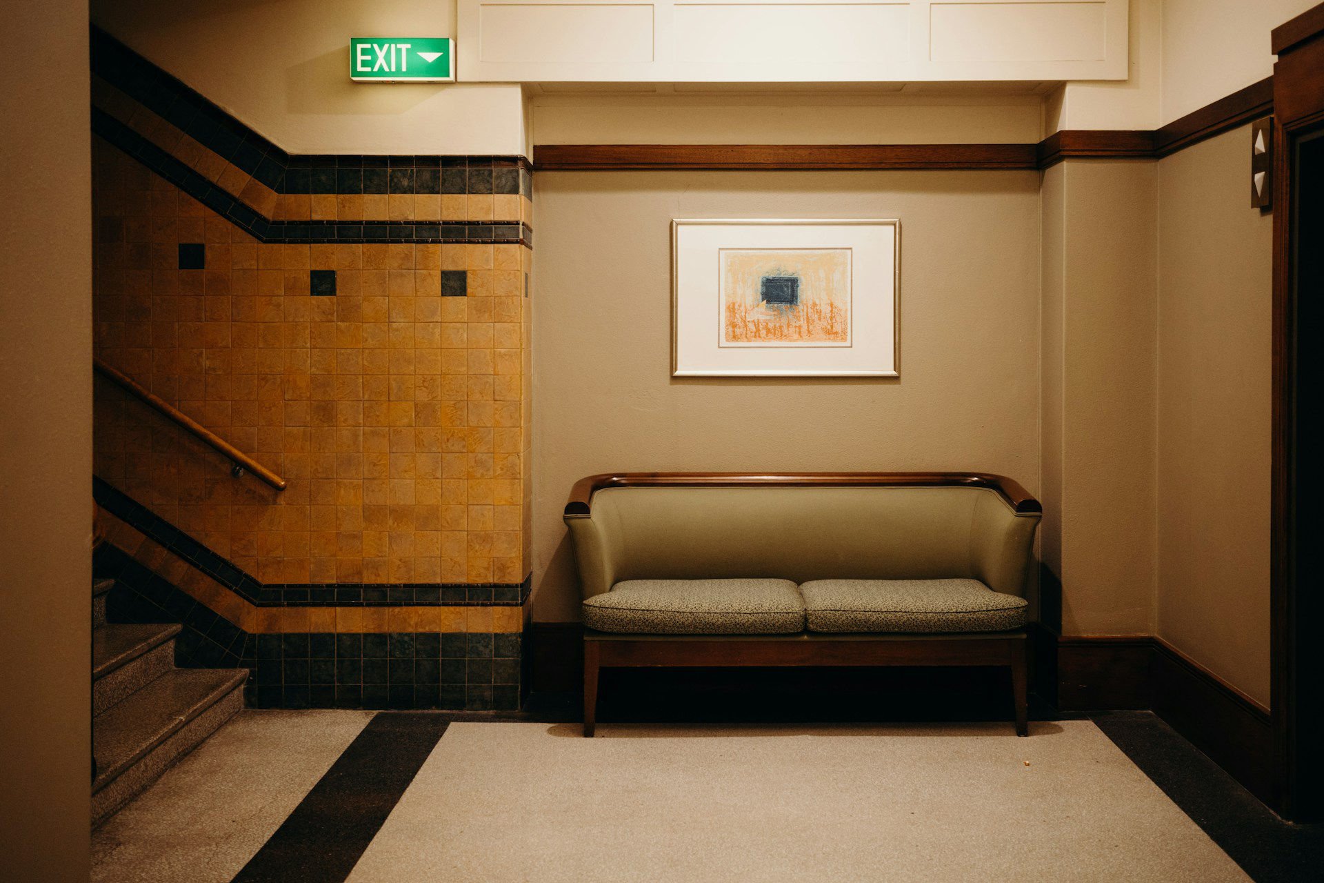 Liminal hotel lobby