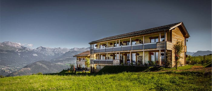 Hotel set in a green Swiss rolling landscape