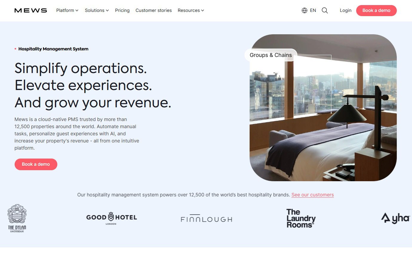Mews website homepage
