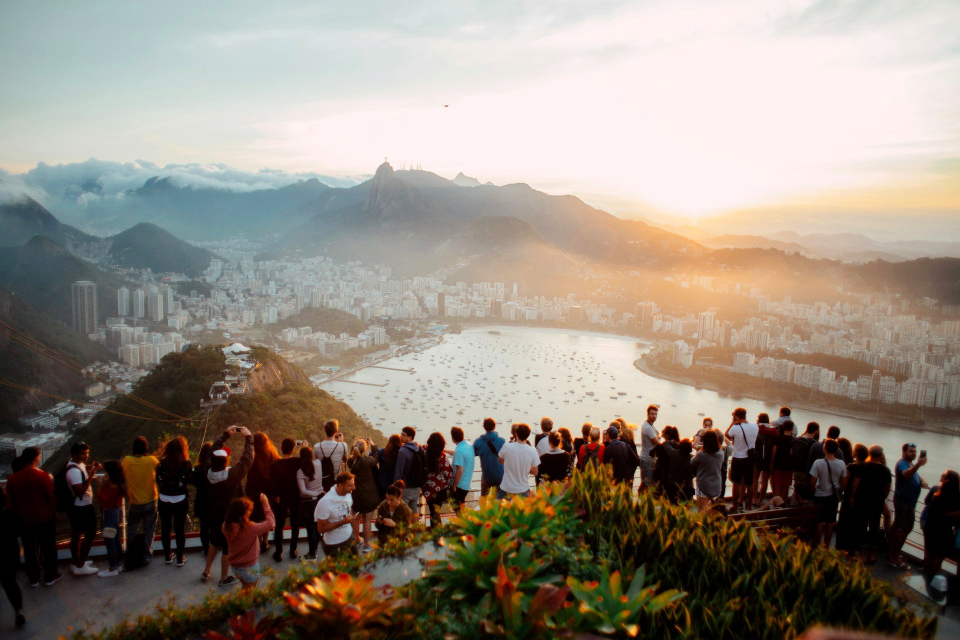 People looking over a water body