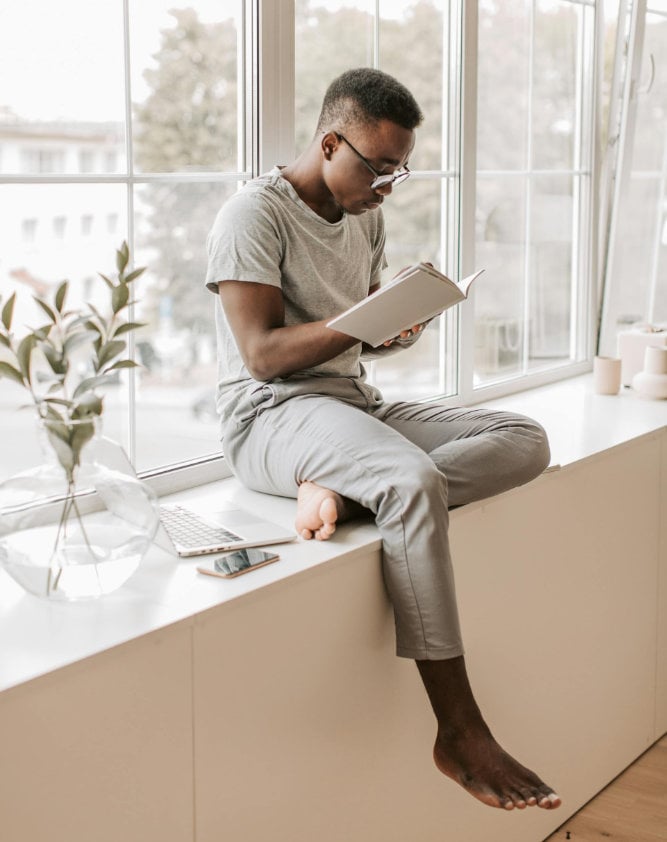 Person reading a book