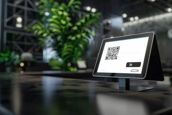 a tablet to make a self check-in