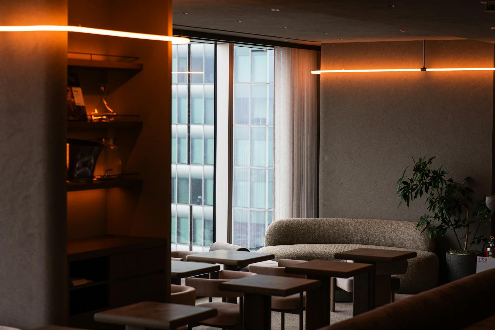 Cozy room with amber accent lighting