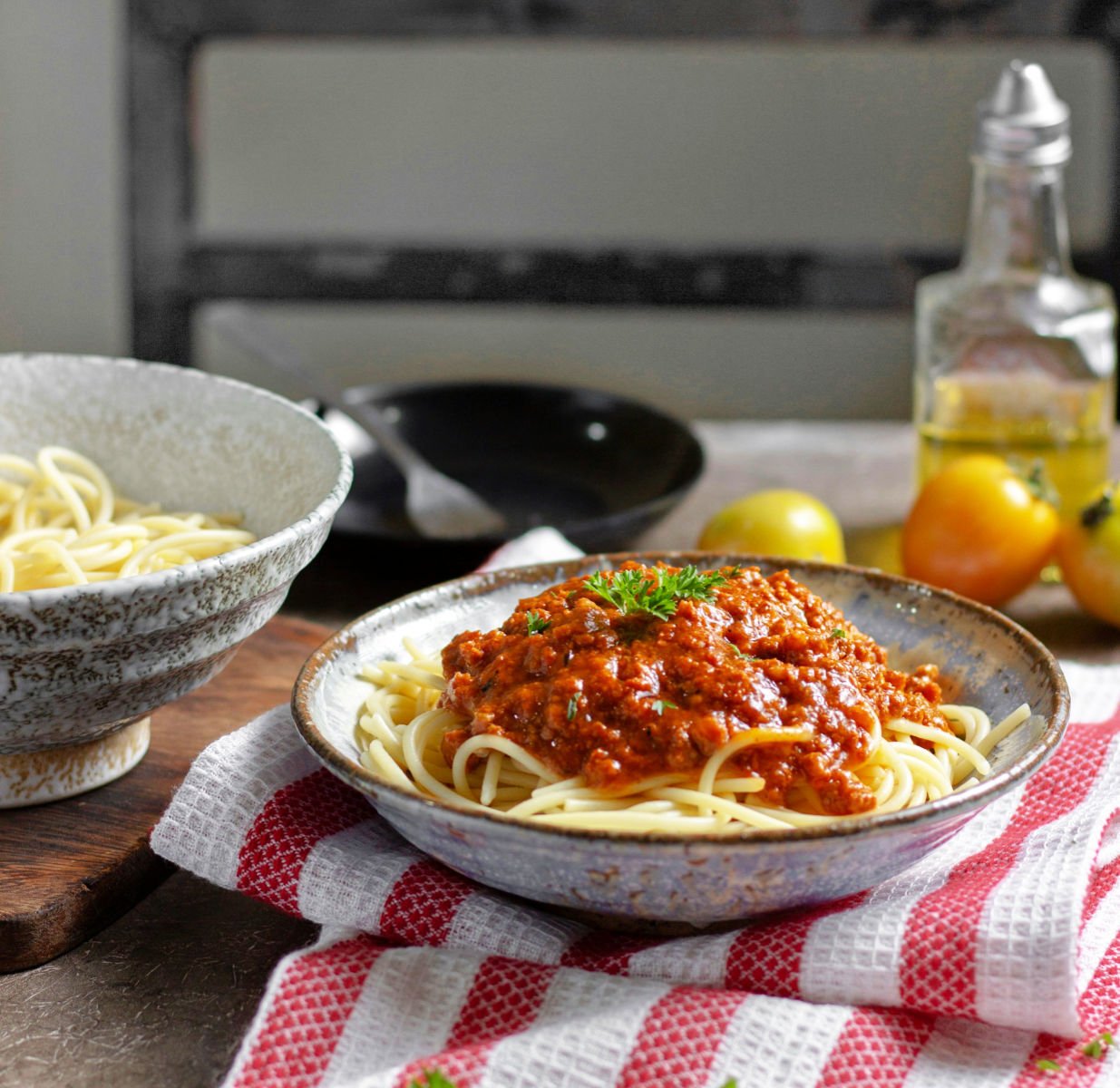 Sauce tomate on spaghetti