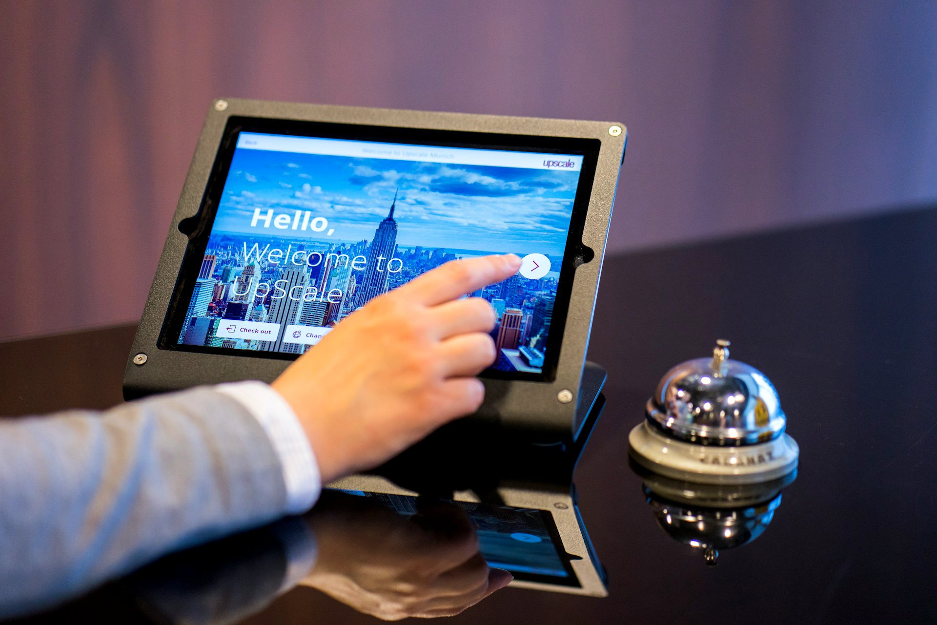 Hotel staff using tech