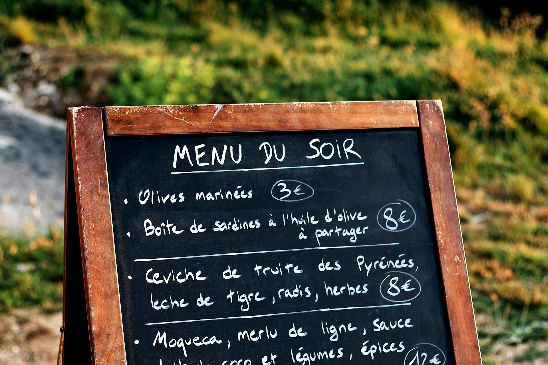 Chalkboard menu