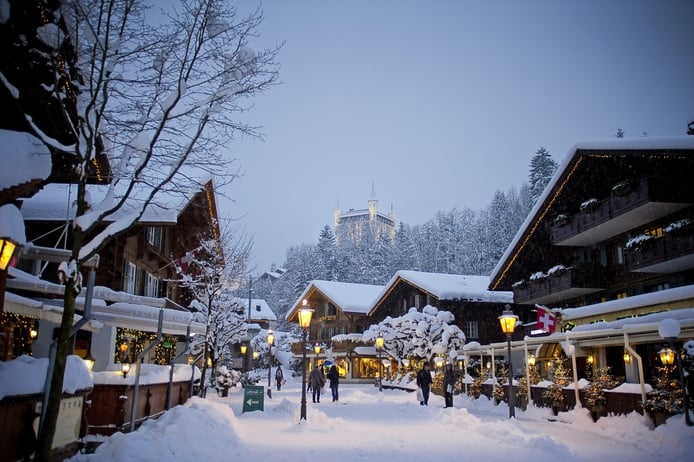 Photography of a ski resort in the mountains