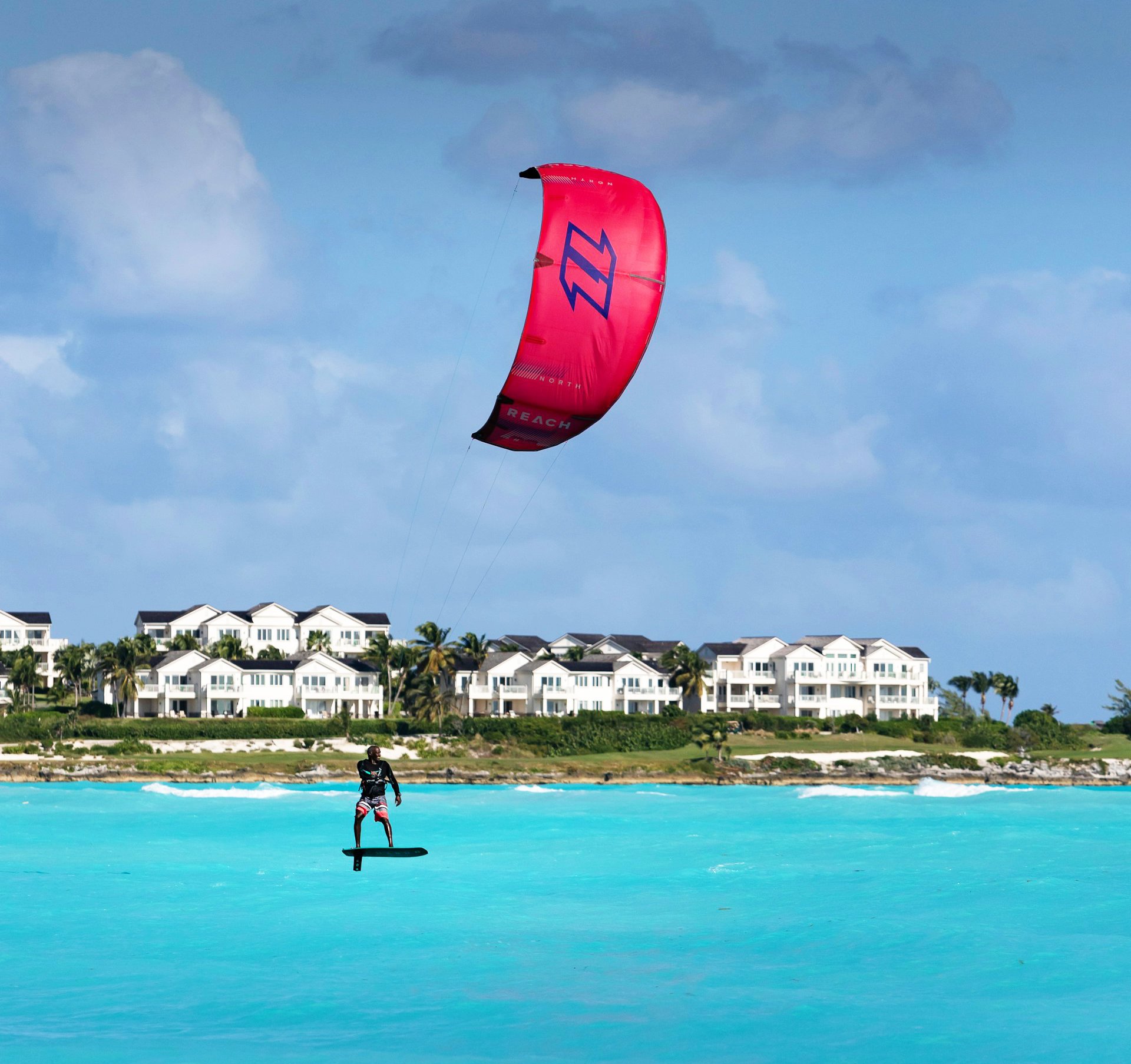 A person wind surfing