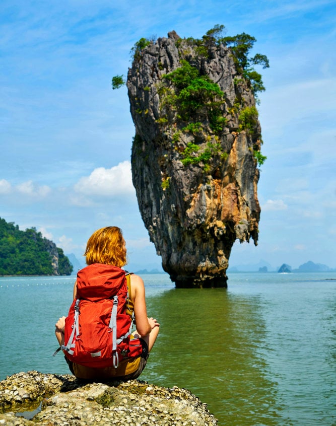 Woman enjoying solitude in nature