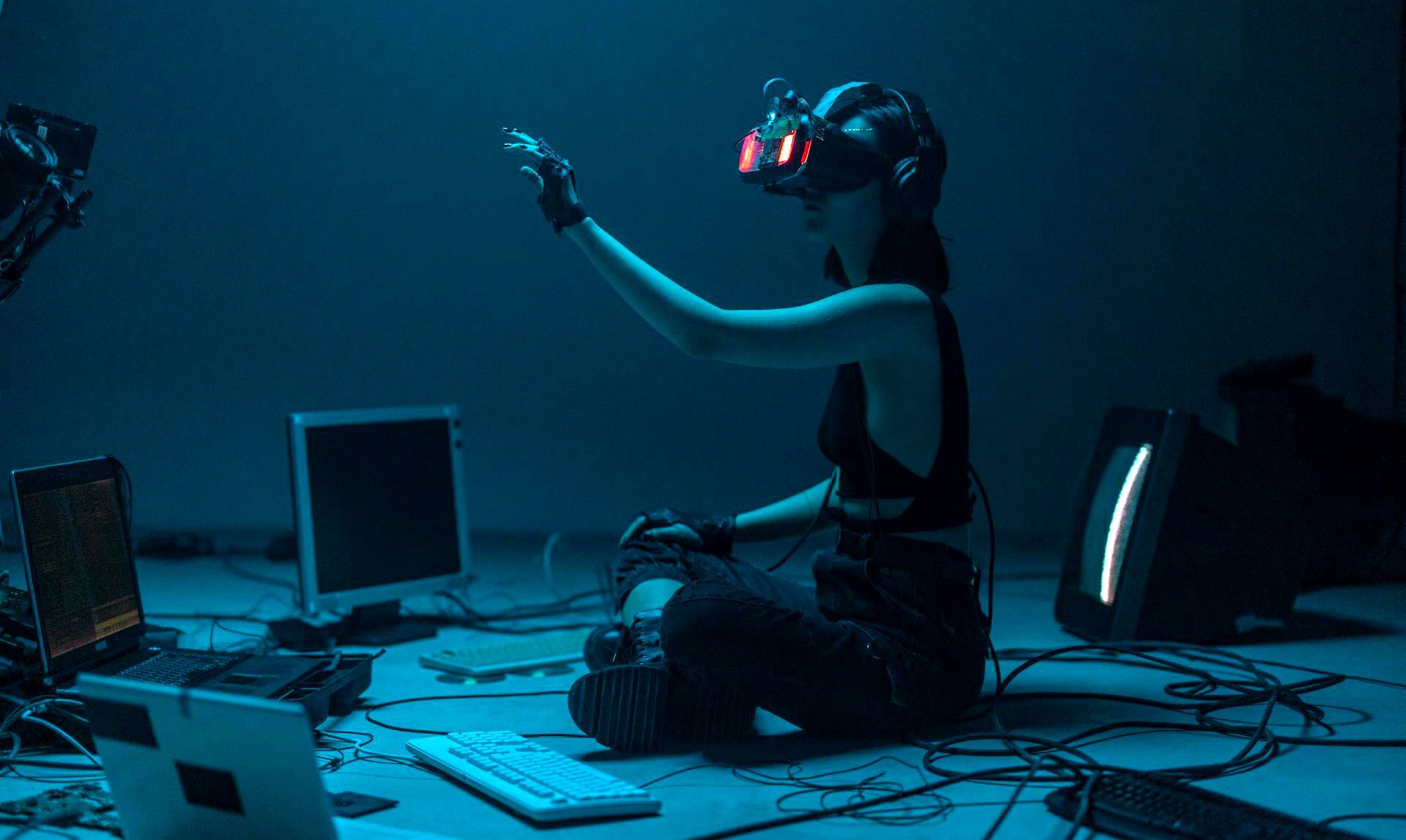 A person socializing via the metaverse